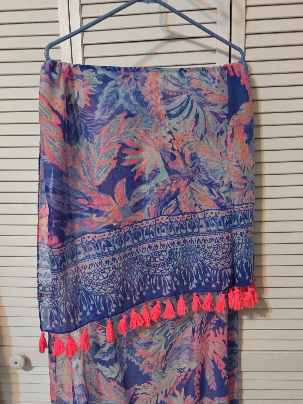 Lully Pulitzer Blue & Pink Tropical Scarf